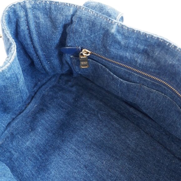 Authentic Preowned Prada Navy Denim Canapa Tote Bag - Picture 12 of 16